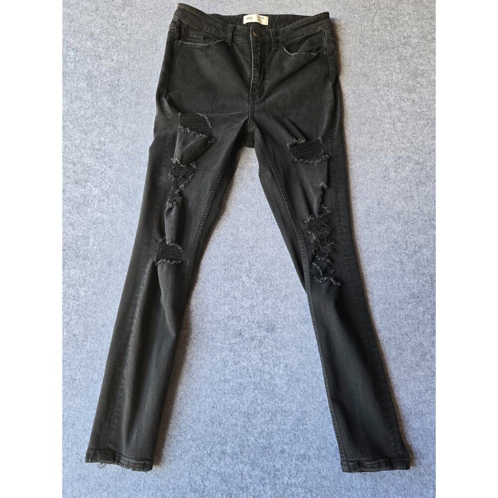 BKE Jeans Women's Parker Universal Fit High Rise Ankle 28x27 Black Distressed